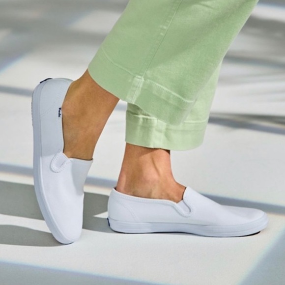 Keds Shoes - Keds Womens White Canvas Slip On Sneaker